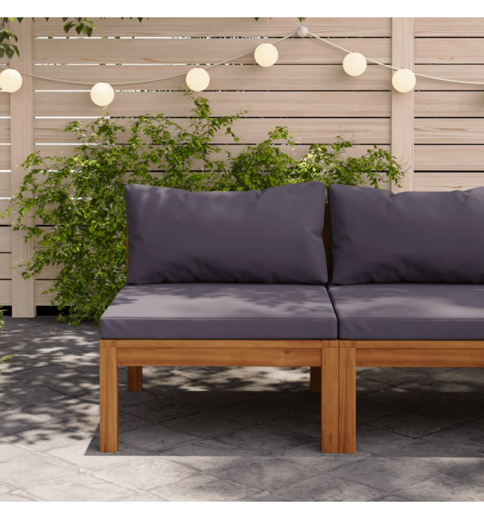 Canapé central sectionnel et coussins gris foncé Bois d'acacia | Mobilier & Déco