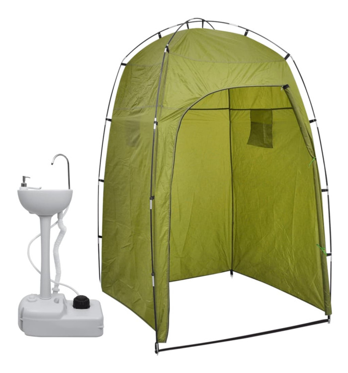 Support de lavage des mains de camping portable avec tente 20 L | Mobilier & Déco