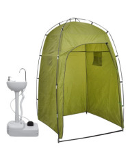 Support de lavage des mains de camping portable avec tente 20 L | Mobilier & Déco