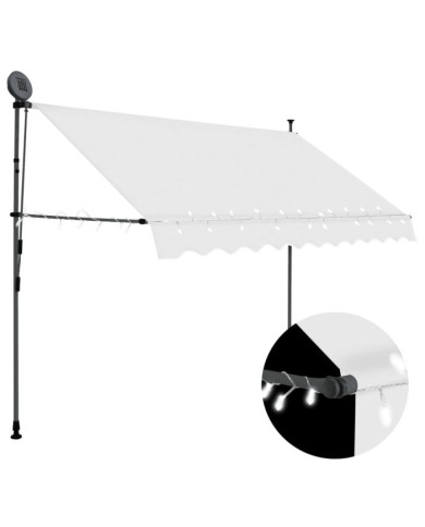Auvent manuel rétractable avec LED 300 cm Crème | Mobilier & Déco