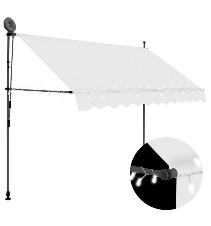 Auvent manuel rétractable avec LED 300 cm Crème | Mobilier & Déco