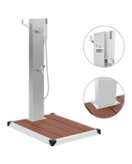 Douche d'extérieur avec receveur de douche WPC Acier inoxydable | Mobilier & Déco