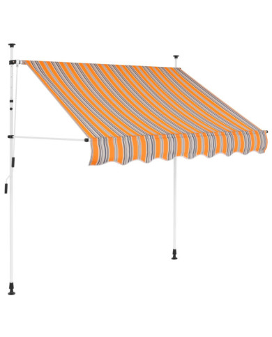 Auvent rétractable manuel 150 cm Rayures jaunes et bleues | Mobilier & Déco