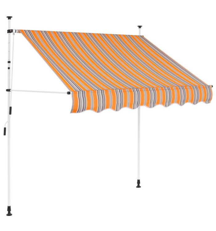 Auvent rétractable manuel 150 cm Rayures jaunes et bleues | Mobilier & Déco