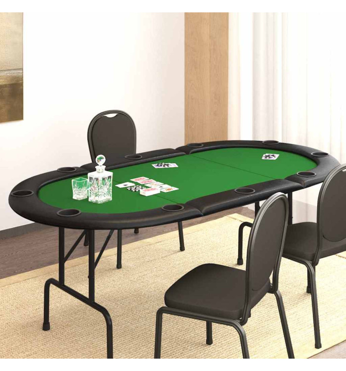 Table de poker pliable 10 joueurs Vert 207x106x76 cm | Mobilier & Déco