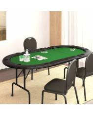 Table de poker pliable 10 joueurs Vert 207x106x76 cm | Mobilier & Déco
