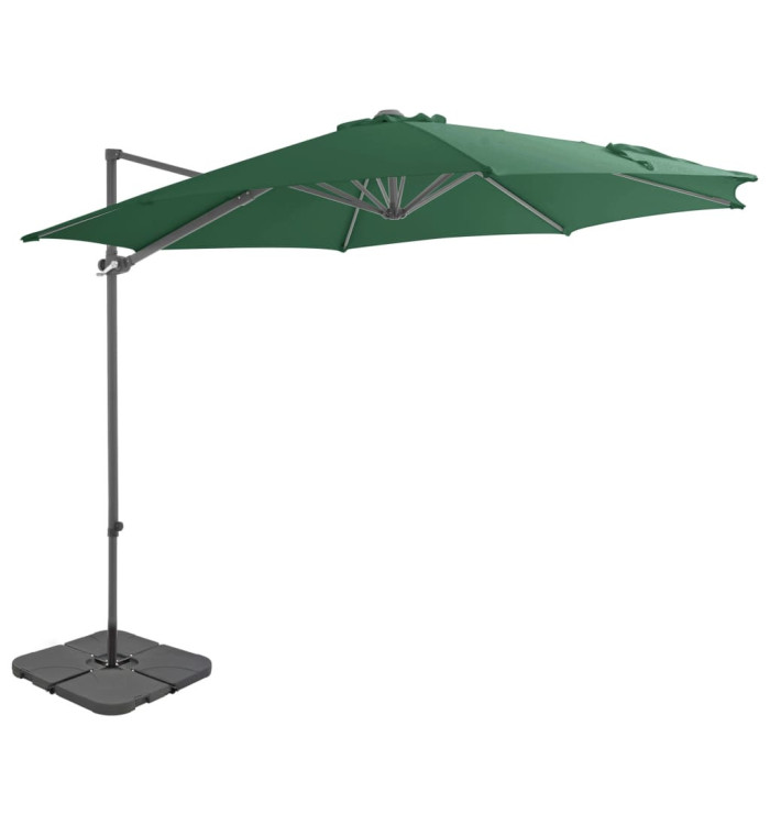 Parasol de jardin avec base portable vert | Mobilier & Déco