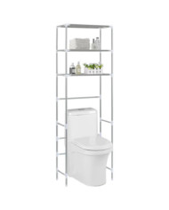Support de rangement 3 niveaux de toilette Argenté 53x28x169 cm | Mobilier & Déco