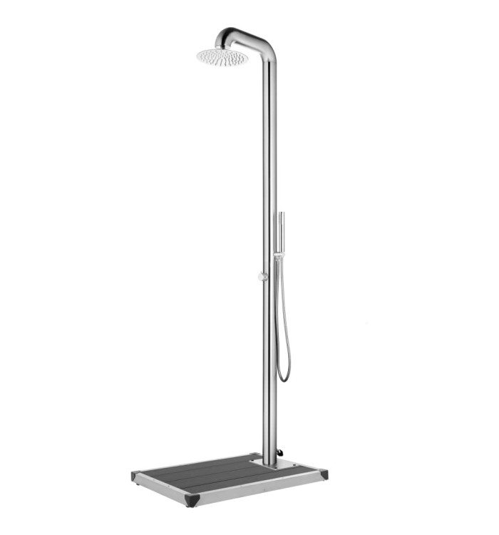 Douche de jardin avec base gris 230 cm Acier inoxydable | Mobilier & Déco