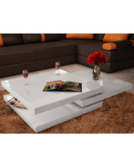 Table basse 3 étagères blanc brillant | Mobilier & Déco