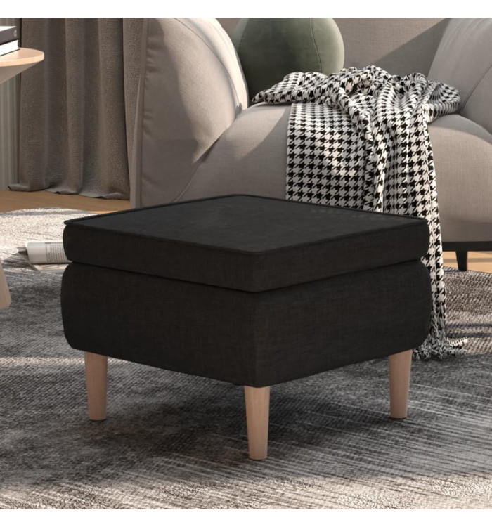 Tabouret avec pieds en bois Noir Tissu | Mobilier & Déco