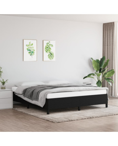 Cadre de lit sans matelas noir 180x200 cm tissu | Mobilier & Déco