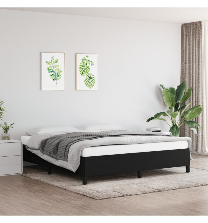 Cadre de lit sans matelas noir 180x200 cm tissu | Mobilier & Déco