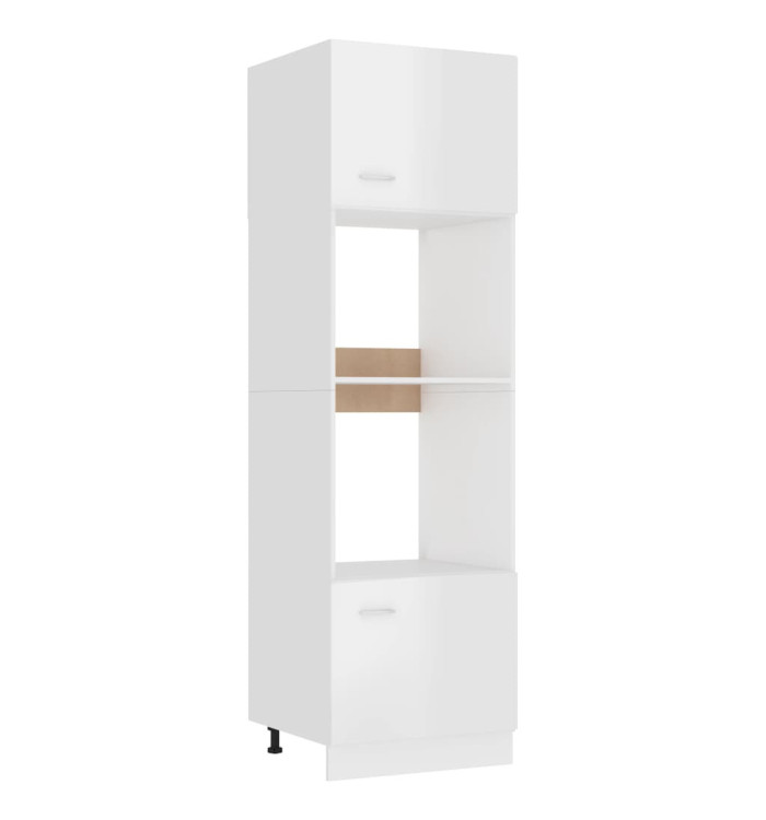 Armoire à micro-ondes "Lyon" Blanc brillant Bois d’ingénierie | Mobilier & Déco