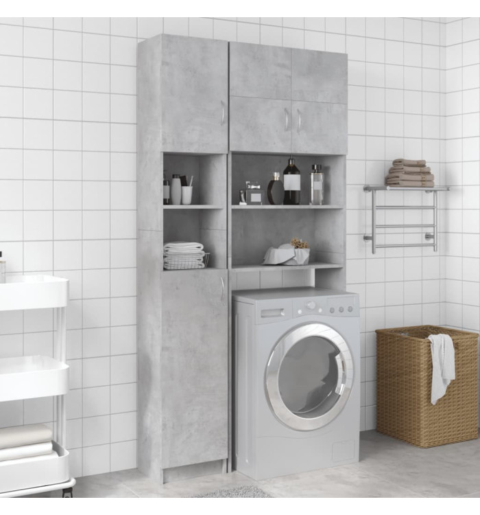 Armoire salle de bain Gris béton 32x25,5x190 cm Bois ingénierie | Mobilier & Déco