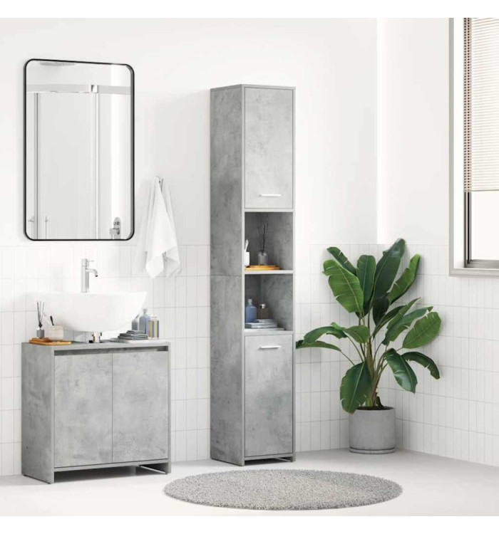 Armoire de salle de bain Gris béton Bois d'ingénierie | Mobilier & Déco