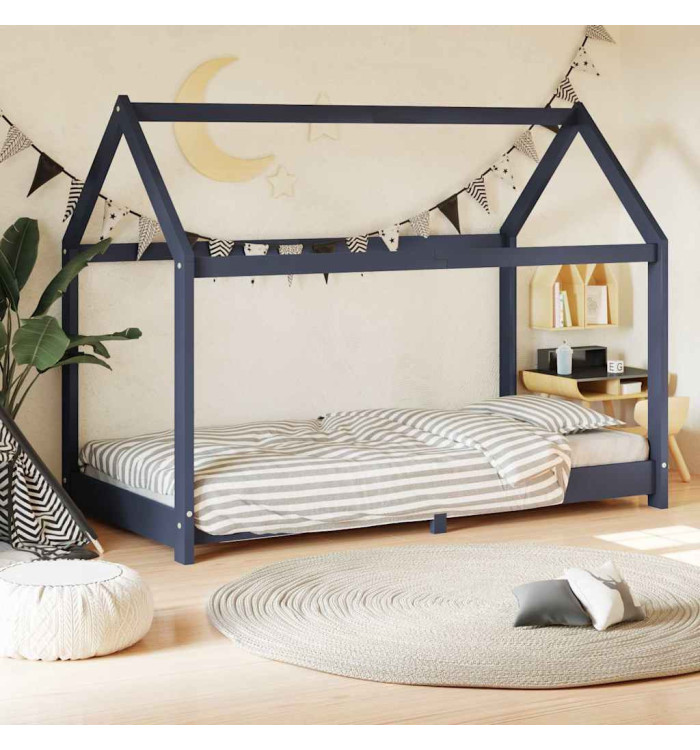 Cadre de lit d'enfant Gris Bois de pin massif 80x160 cm | Mobilier & Déco