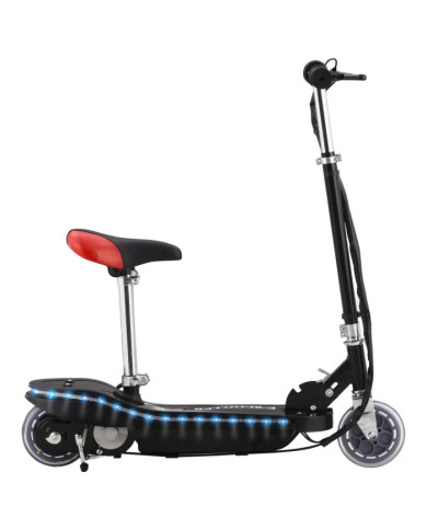 Trottinette pour enfants avec selle et LED 120 W noir | Mobilier & Déco
