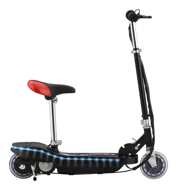 Trottinette pour enfants avec selle et LED 120 W noir | Mobilier & Déco