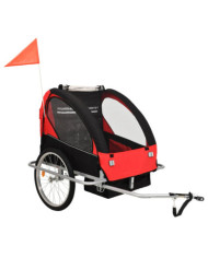 Remorque de vélo et poussette 2-en-1 noir et rouge | Mobilier & Déco