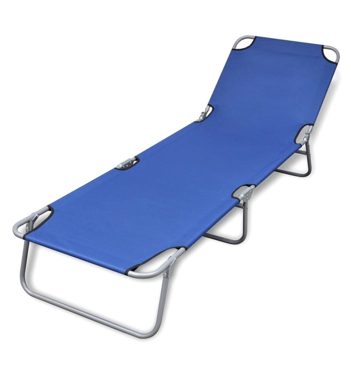 Chaise longue pliable acier enduit de poudre bleu | Mobilier & Déco