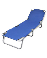 Chaise longue pliable acier enduit de poudre bleu | Mobilier & Déco