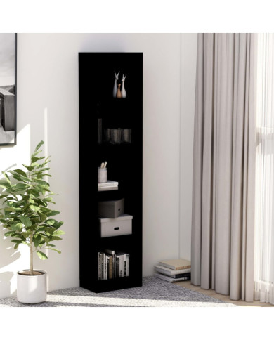 Bibliothèque à 5 niveaux Noir 40x24x175 cm Bois d’ingénierie | Mobilier & Déco
