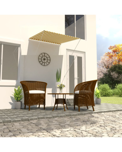 Auvent rétractable 100x150 cm Jaune et blanc | Mobilier & Déco
