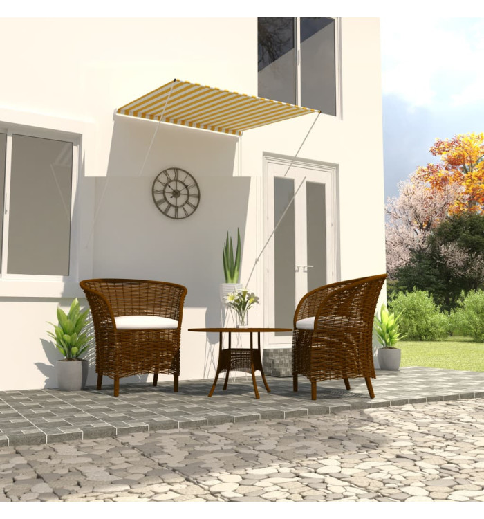 Auvent rétractable 100x150 cm Jaune et blanc | Mobilier & Déco