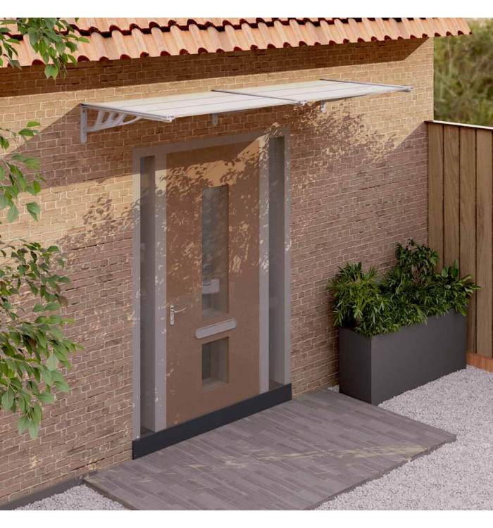 Auvent de porte Gris et transparent 239x90 cm Polycarbonate | Mobilier & Déco