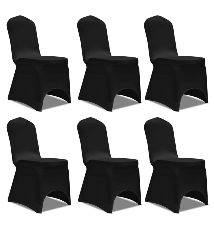 Housse extensible de chaise Noir 6 pcs | Mobilier & Déco