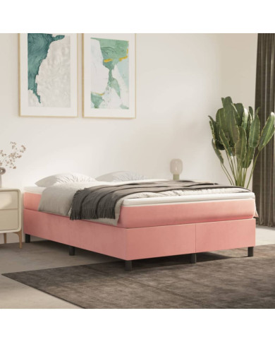 Sommier à lattes de lit avec matelas Rose 140x190 cm Velours | Mobilier & Déco