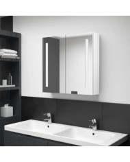 Armoire de salle de bain à miroir LED Blanc brillant 62x14x60cm | Mobilier & Déco
