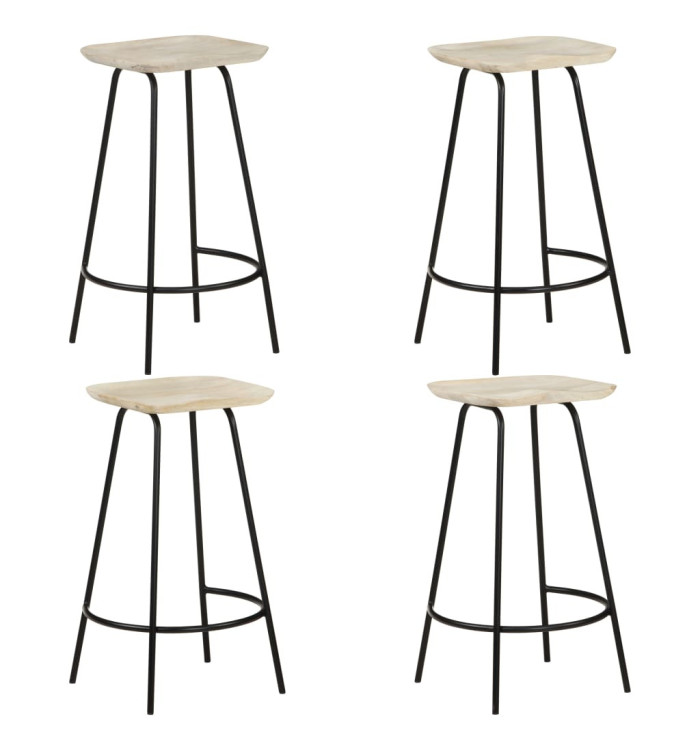 Tabourets de bar lot de 4 bois de manguier massif | Mobilier & Déco