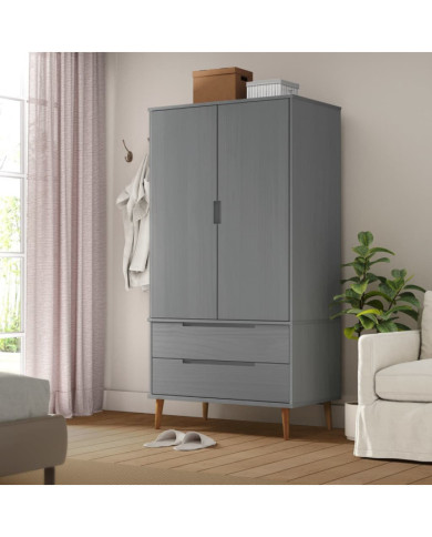 Garde-robe MOLDE Gris 90x55x175 cm Bois massif de pin | Mobilier & Déco