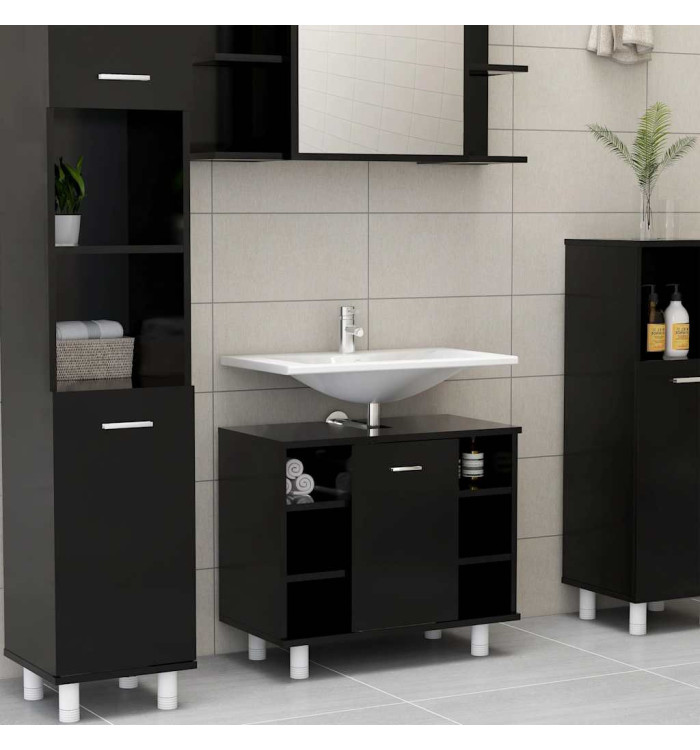 Armoire de salle de bain Noir 60x32x53,5 cm Bois d'ingénierie | Mobilier & Déco