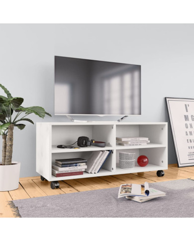 Meuble TV avec roulettes Blanc 90x35x35 cm Bois d'ingénierie | Mobilier & Déco
