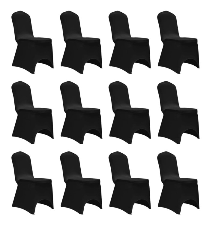 Housses élastiques de chaise Noir 12 pcs | Mobilier & Déco