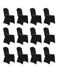 Housses élastiques de chaise Noir 12 pcs | Mobilier & Déco