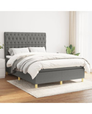 Sommier à lattes de lit avec matelas Gris foncé 140x200cm Tissu | Mobilier & Déco