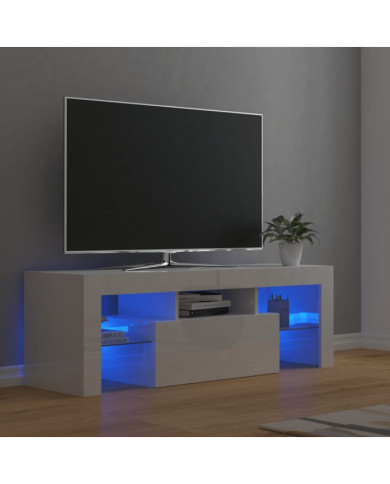 Meuble TV avec lumières LED blanc brillant 120x35x40 cm | Mobilier & Déco