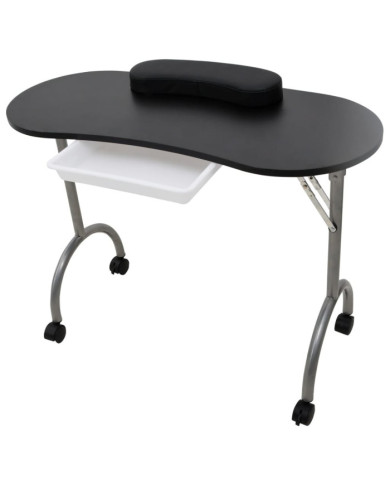 Table à manucure pliable avec roulettes Noir | Mobilier & Déco