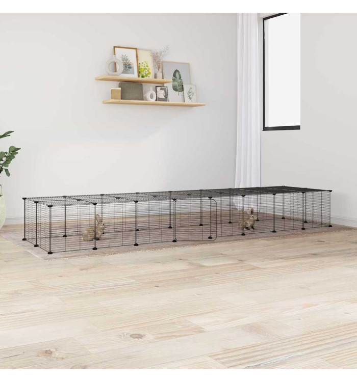 Cage animaux de compagnie à 36 panneaux et porte Noir 35x35 cm | Mobilier & Déco