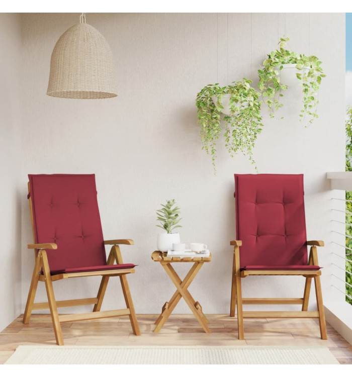 Chaises de jardin inclinables lot de 2 et coussins teck massif | Mobilier & Déco