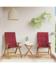 Chaises de jardin inclinables lot de 2 et coussins teck massif | Mobilier & Déco