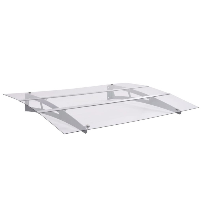 Auvent de porte argenté et transparent 120x90 cm polycarbonate | Mobilier & Déco