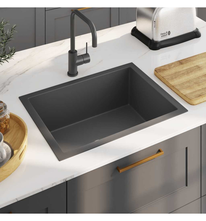Évier de cuisine fait à la main Noir Acier inoxydable | Mobilier & Déco