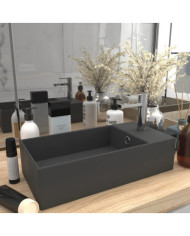 Lavabo de salle de bain avec trop-plein Céramique Gris foncé | Mobilier & Déco