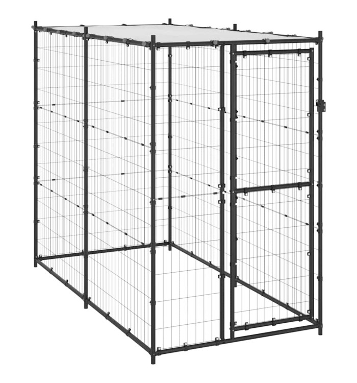 Chenil d'extérieur pour chiens Acier avec toit 110x220x180 cm | Mobilier & Déco