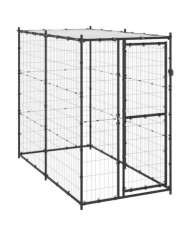 Chenil d'extérieur pour chiens Acier avec toit 110x220x180 cm | Mobilier & Déco